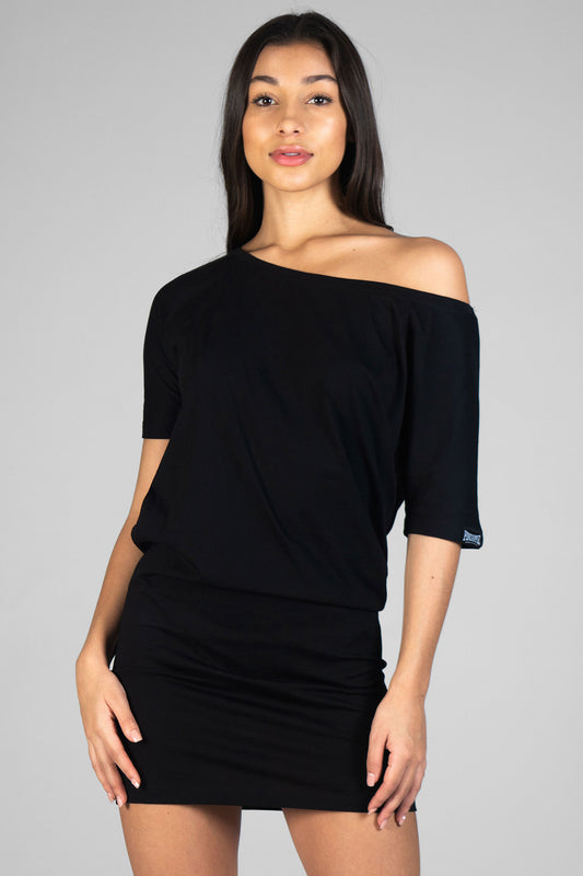 Woman wearing Pineapple black T-Shirt Dress